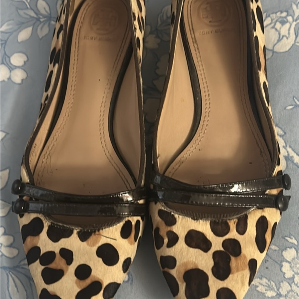 Tory Burch calf hair Carla pointy toe flats
